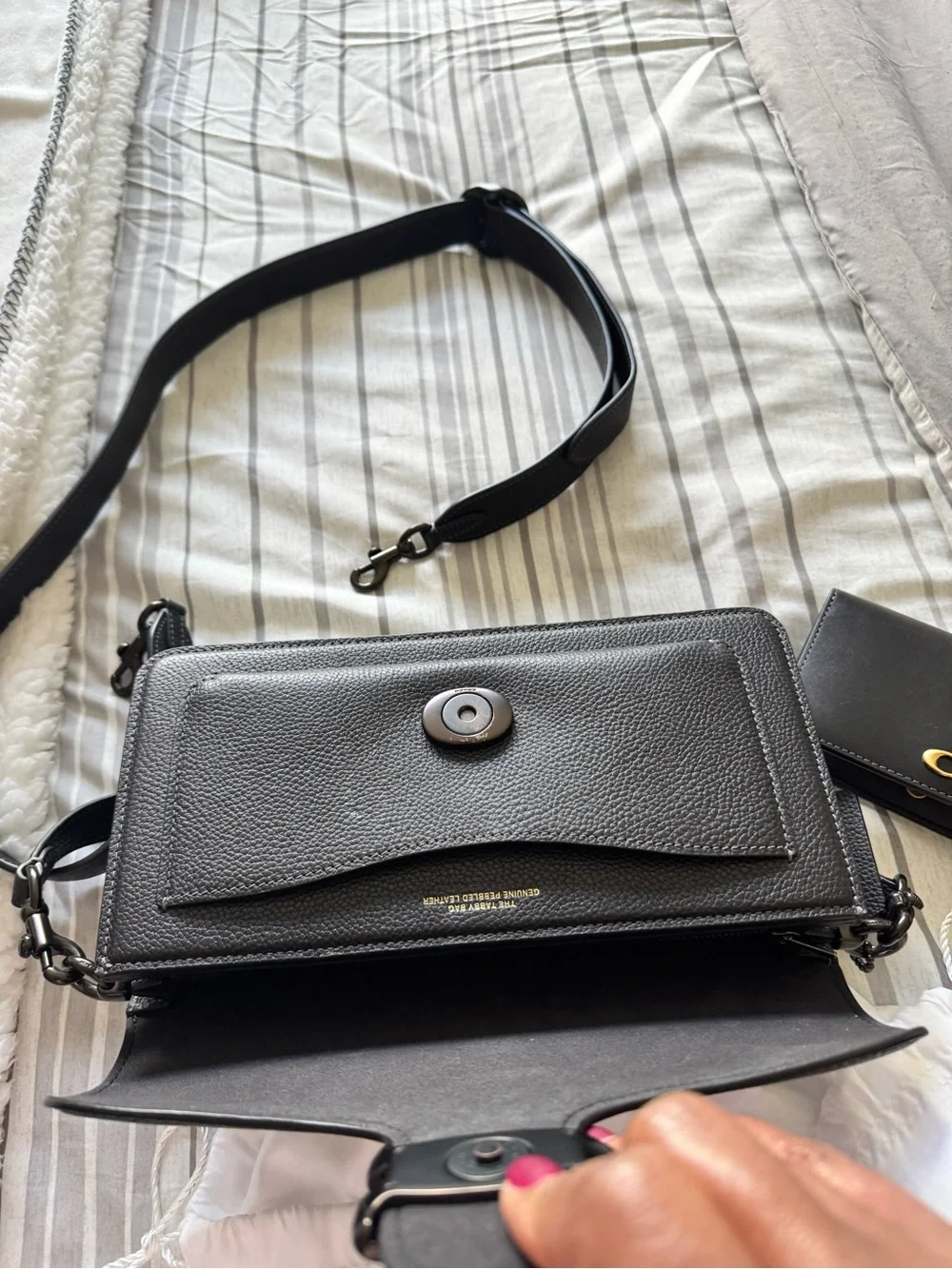 Coach Pebble Leather Black Tabby Crossbody with Signature 'C'